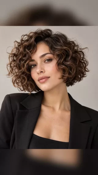 Kıvırcık Kısa Bob Saç Kesimi Modeli